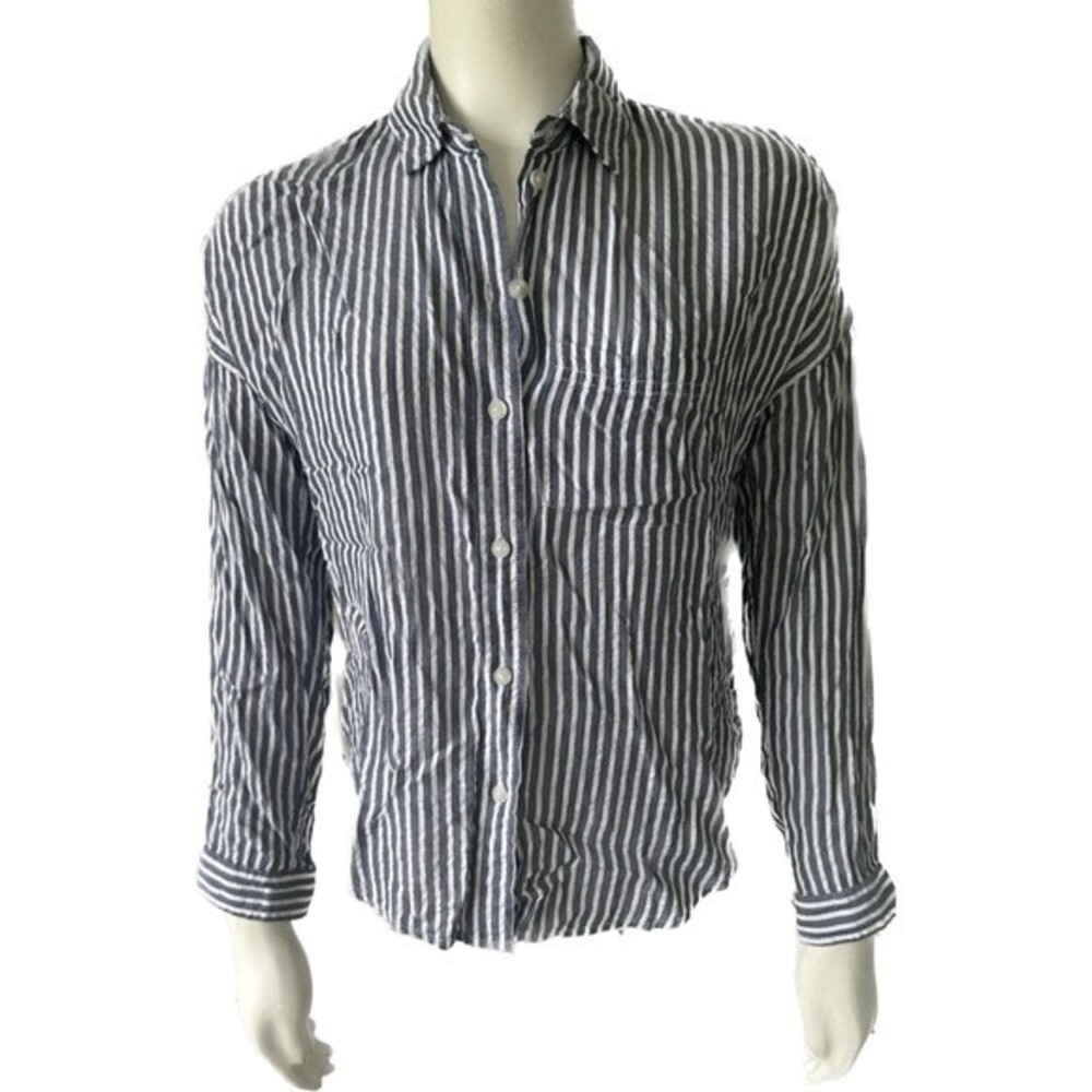 American Eagle Oversized Fit Collar Button Down Stripe Shirt Top Western XXS